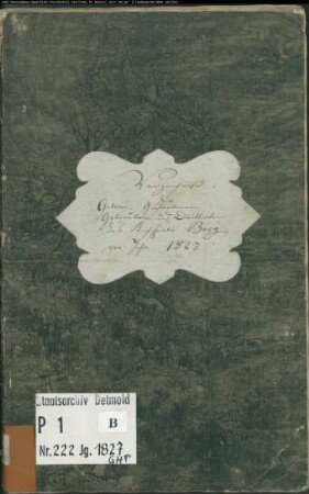 Kirchenbuchduplikat der evangelisch-lutherischen Marien-Gemeinde Herford (Stift Berg), Kreis Herford (GHT 1827). (Gemeinde: Evangelisch-lutherische Marien-Gemeinde Herford (Stift Berg))
