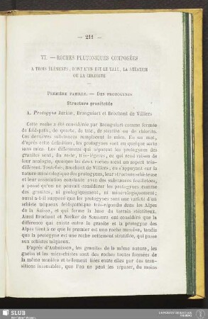 VI. Roches plutoniques composées a trois éléments, dont l'un est le talc, la stéatite ou la chlorite