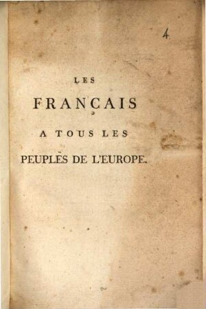 Les français à tous les peuples de l'Europe