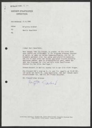 Brief an Martin Haselböck, 21.04.1990