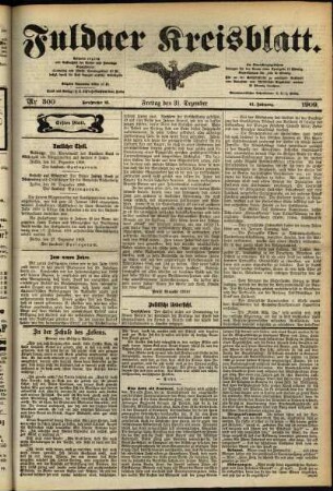 Erste Ausgabe vom Freitag, den 31. Dezember 1909.
