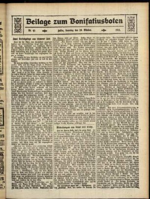 Zweite Ausgabe vom Sonntag, den 20. Oktober 1912.
