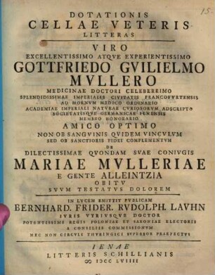 Dotationis Cellae Veteris litteras