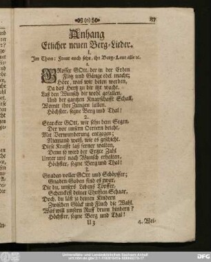 Anhang Etlicher neuen Berg-Lieder.