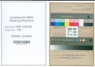 Entnazifizierung Josefine Koester , geb. 20.12.1889 (Lehrerin)
