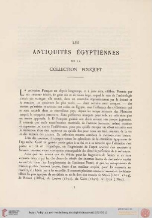 Les antiquitès ègyptiennes de la collection fouquet