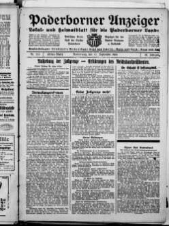 Paderborner Anzeiger : Lokal- und Heimatzeitung für das gesamte Paderborner Land : Tageszeitung für Jedermann : Publikationsorgan vieler Behörden