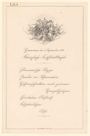Menükarte : Königliche Frühstückstafel