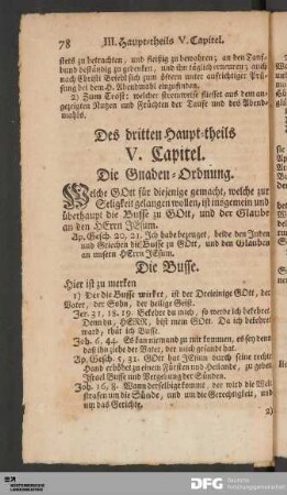 Des dritten Haupt-theils V. Capitel. Die Gnaden-Ordnung.