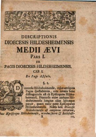 Specimen Geographiae Medii Aevi Diplomaticae Hoc Est: Descriptio Dioecesis Hildesheimensis Per Antiquos Suos Pagos