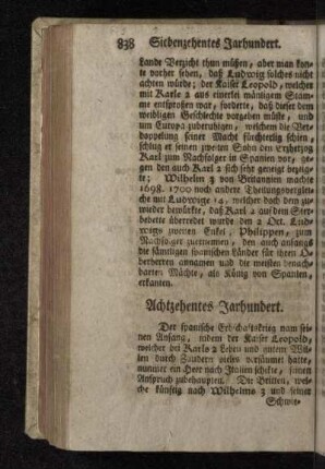 Achtzehentes Jarhundert.