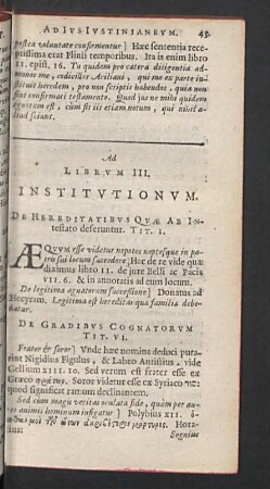Ad Librum III. Institutionum.