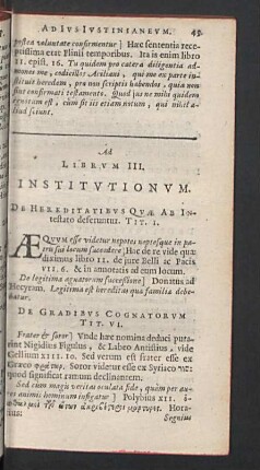 Ad Librum III. Institutionum.
