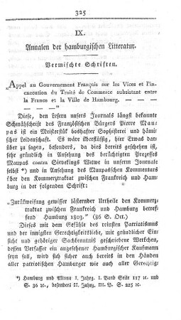 IX. Annalen der hamburgischen Litteratur.