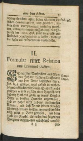 II. Formular einer Relation aus Criminel-Acten.