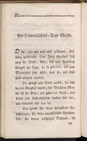 Am Himmelfahrts-Tage Christi.