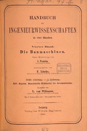 Die Baumaschinen, [6]. [Atlas zu Abtheilung 3]