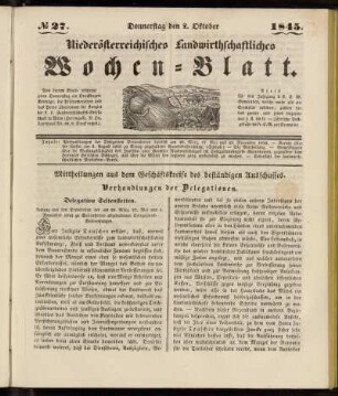 No 27. Donnerstag den 2. Oktober 1845