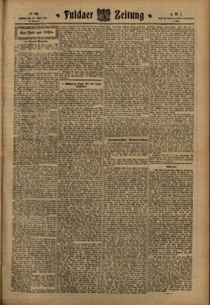 Vierte Ausgabe vom Samstag, den 30. April 1910.