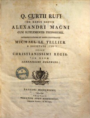 Q. Curtii Rufi de rebus gestis Alexandri Magni