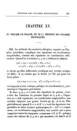 Chapitre XV. Du Princibe de Dualité, et de la Méthode des Polaires Réciproques.