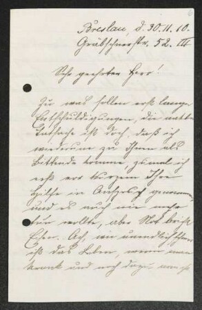 Brief von Anna Grundmann an Gerhart Hauptmann