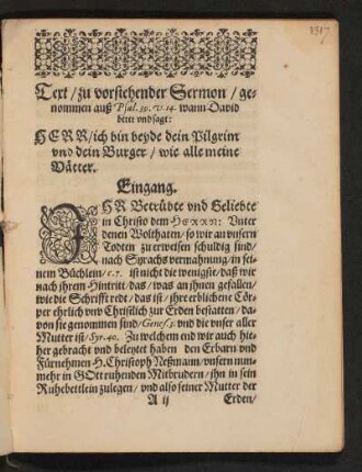 Text/ zu vorstehender Sermon ...