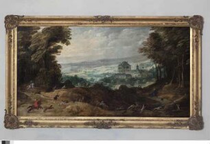 Gebirgslandschaft mit Jägern