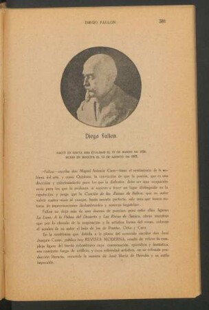 [Páginas olvidadas] : [Biografía de] Diego Fallon