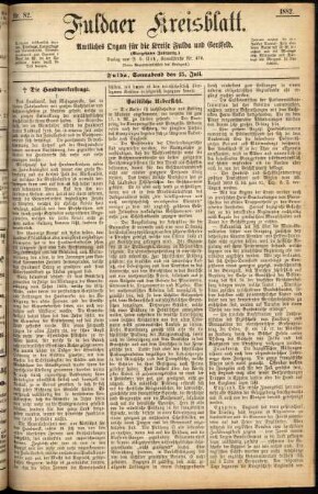 Erste Ausgabe vom Samstag, den 15. Juli 1882.