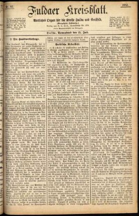 Erste Ausgabe vom Samstag, den 15. Juli 1882.