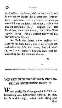 Von dem gegenwærtigen Zustande der Erziehungsanstalt