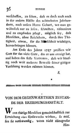 Von dem gegenwærtigen Zustande der Erziehungsanstalt