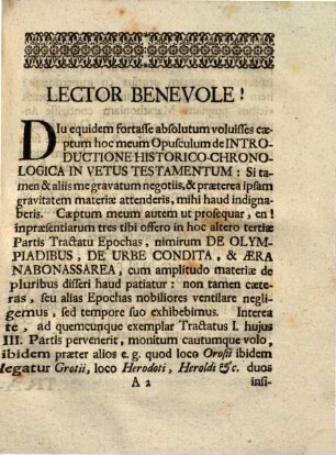 Introductio Historico-Chronologica In Vetus Testamentum : Continuo Solidis, Quantum Fieri Potest, Rationibus Firmata, Partis 3 Tractatus 2. De Olympiadibus, Urbe Condita, Et Æra Nabonassarea