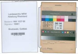 Entnazifizierung Gottlieb Brodowski , geb. 14.11.1887 (Steuersekretaer)