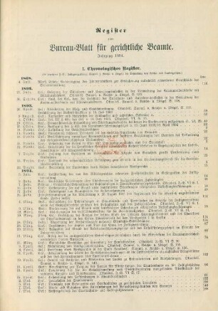 Register zum Bureau-Blatt für gerichtliche Beamte. Jahrgang 1894