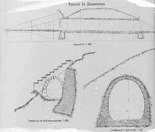 Tunnel in Eisenbeton, Schema : Technikgeschichte | Industrie und Technik | Beton (Betonbauten)