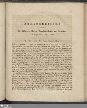 Jahresbericht über die Königl. Sächs. Landesschule zu Grimma vom September 1838-1839