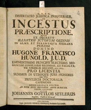 1-16, De Incestus Praescriptione Quam ...