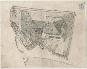 Bestelmeyer, German; Murnau am Staffelsee (Bayern); Ev. Kirche und Pfarrhaus - Vogelperspektive