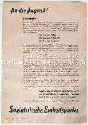 Wahlaufruf der SED an die Jugend zu den Gemeindewahlen 1946