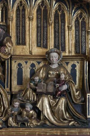Sippenaltar — Kleine Heilige Sippe mit weiblichen Heiligen — Maria Kleophas mit ihren vier Söhnen
