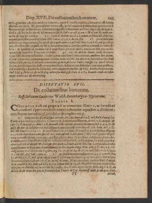 Disputatio XVII. De collationibus bonorum