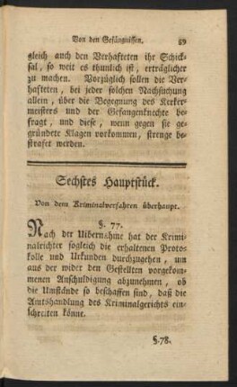 Sechstes Hauptstück. Von dem Kriminalverfahren überhaupt