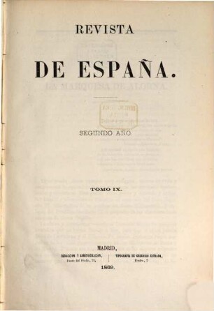 Revista de España. 9 = Año 2. 1869