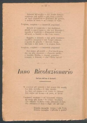 Inno Rivoluzionario : (Sull'aria dell'inno di Garibaldi)