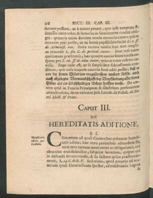 Caput III. De Hereditatis Aditione.