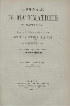 34: Giornale di matematiche di Battaglini
