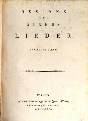 Ossians Und Sineds Lieder, 6