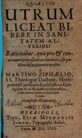 Quaestio utrum liceat bibere in sanitatem alterius
